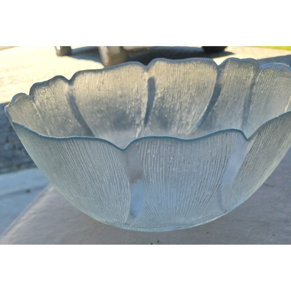 Vintage Glass Flower Punch Bowl Salad Arcoroc France HUGE- 12" by 6"